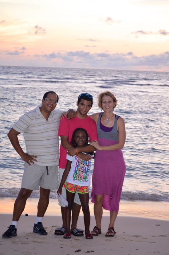 family portrait at sunset